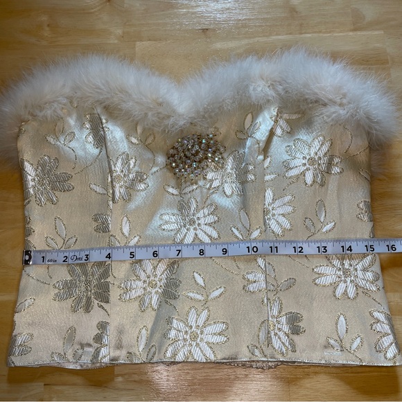 Vintage Rare Victoria’s Secret Gold Label Feather Trim Floral Satin Corset Top - Picture 10 of 15